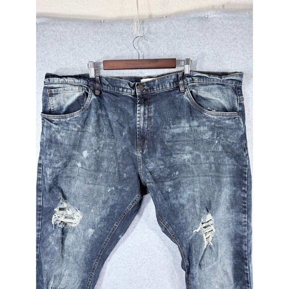 Y2K Baggy Wide Leg Jean Men 50x27 Evolution in Design Ripped Blue Hip Hop Skater - Picture 8 of 14